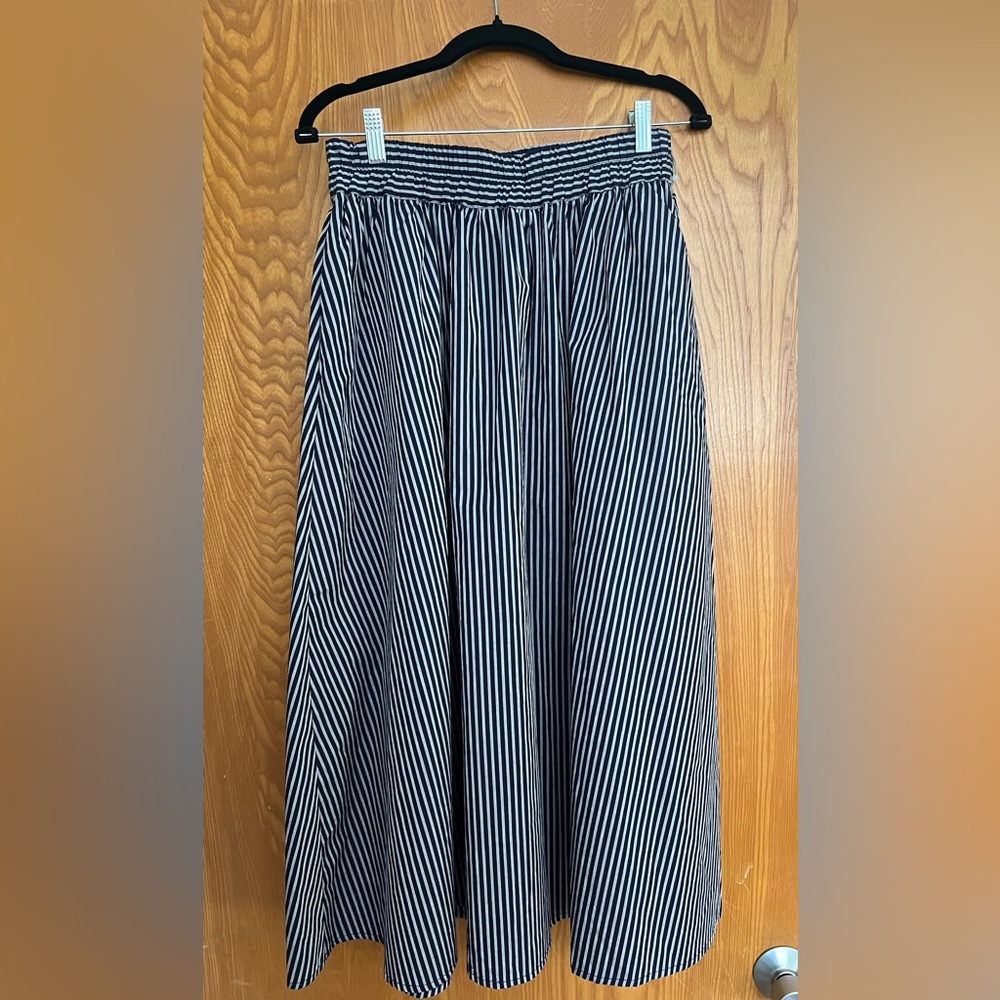 a new day Navy and White Striped Circle Skirt